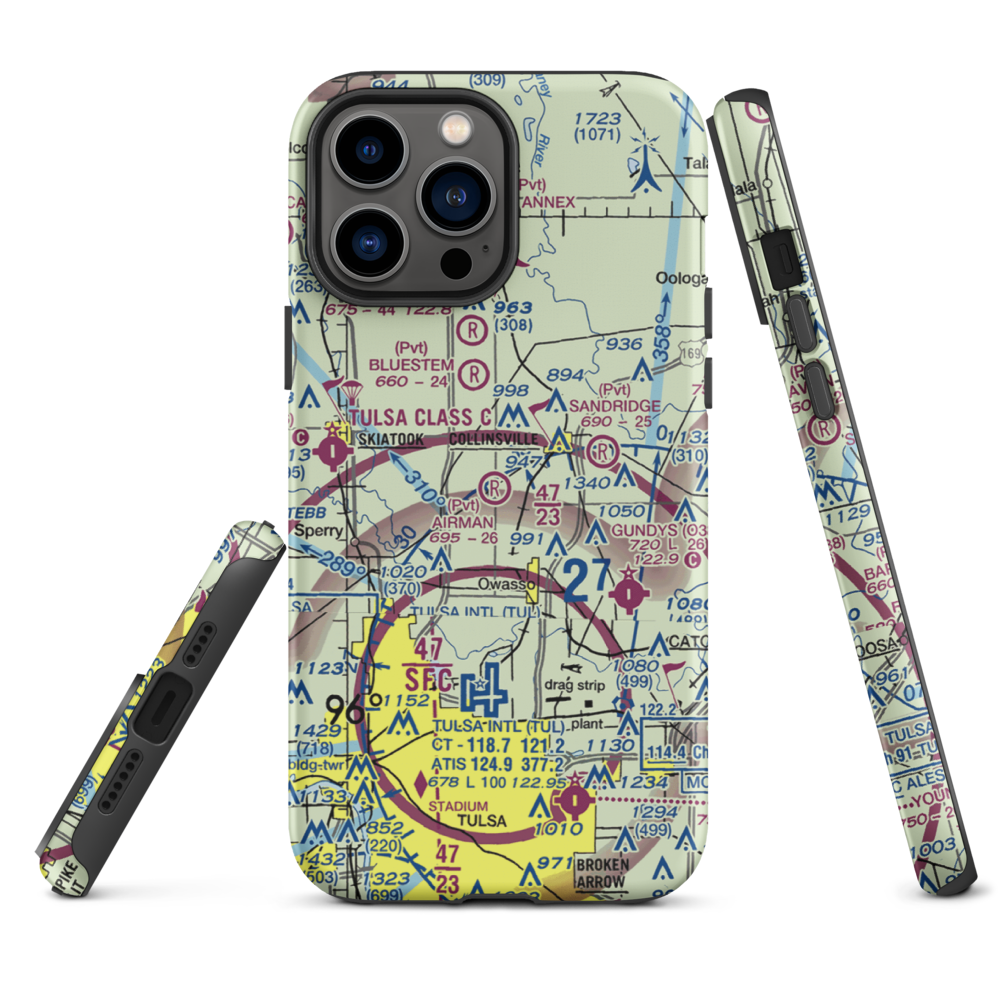 Airman Acres Airport (OK93) VFR Sectional  Tough iPhone Case iPhone 13 Pro Max model shown