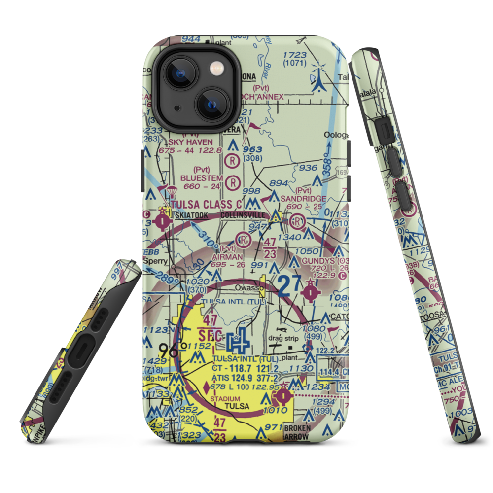 Airman Acres Airport (OK93) VFR Sectional  Tough iPhone Case iPhone 14 Plus model shown