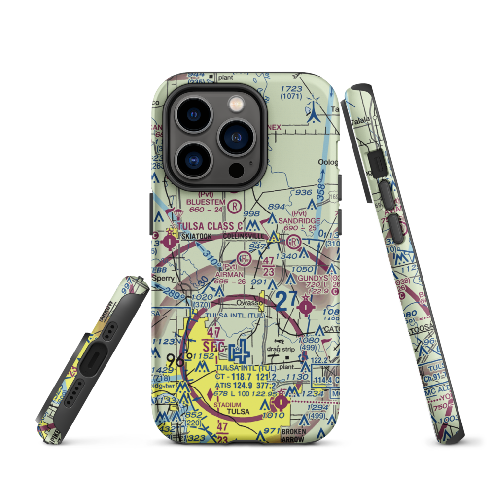 Airman Acres Airport (OK93) VFR Sectional  Tough iPhone Case iPhone 14 Pro model shown