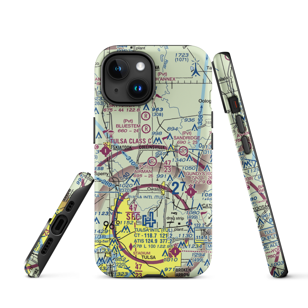 Airman Acres Airport (OK93) VFR Sectional  Tough iPhone Case iPhone 15 model shown