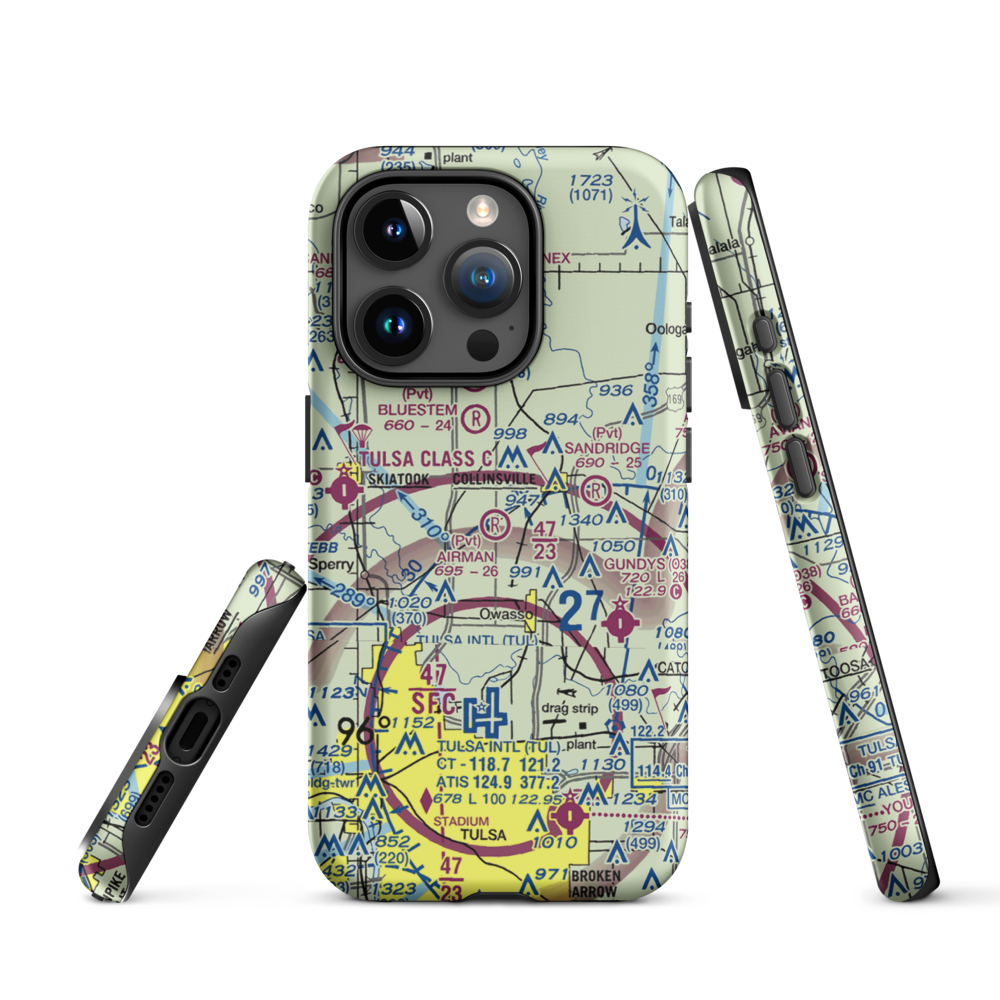 Airman Acres Airport (OK93) VFR Sectional  Tough iPhone Case iPhone 15 Pro model shown