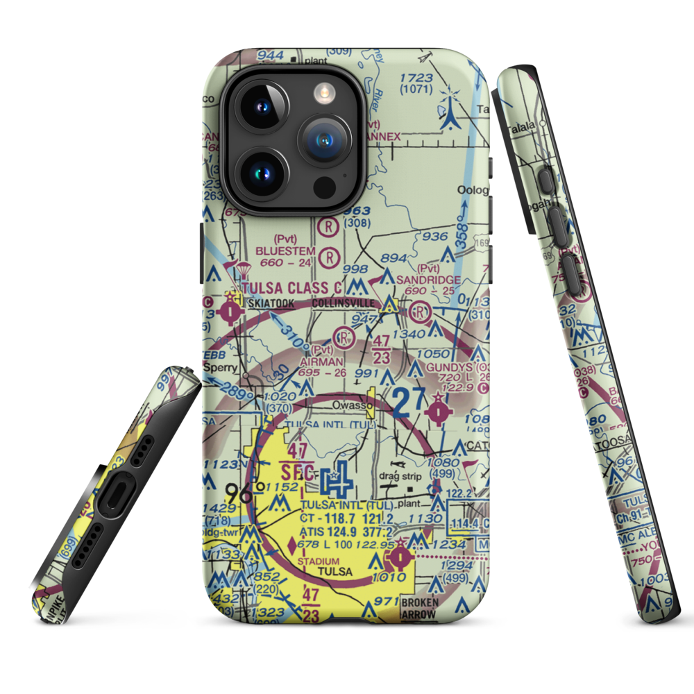 Airman Acres Airport (OK93) VFR Sectional  Tough iPhone Case iPhone 15 Pro Max model shown