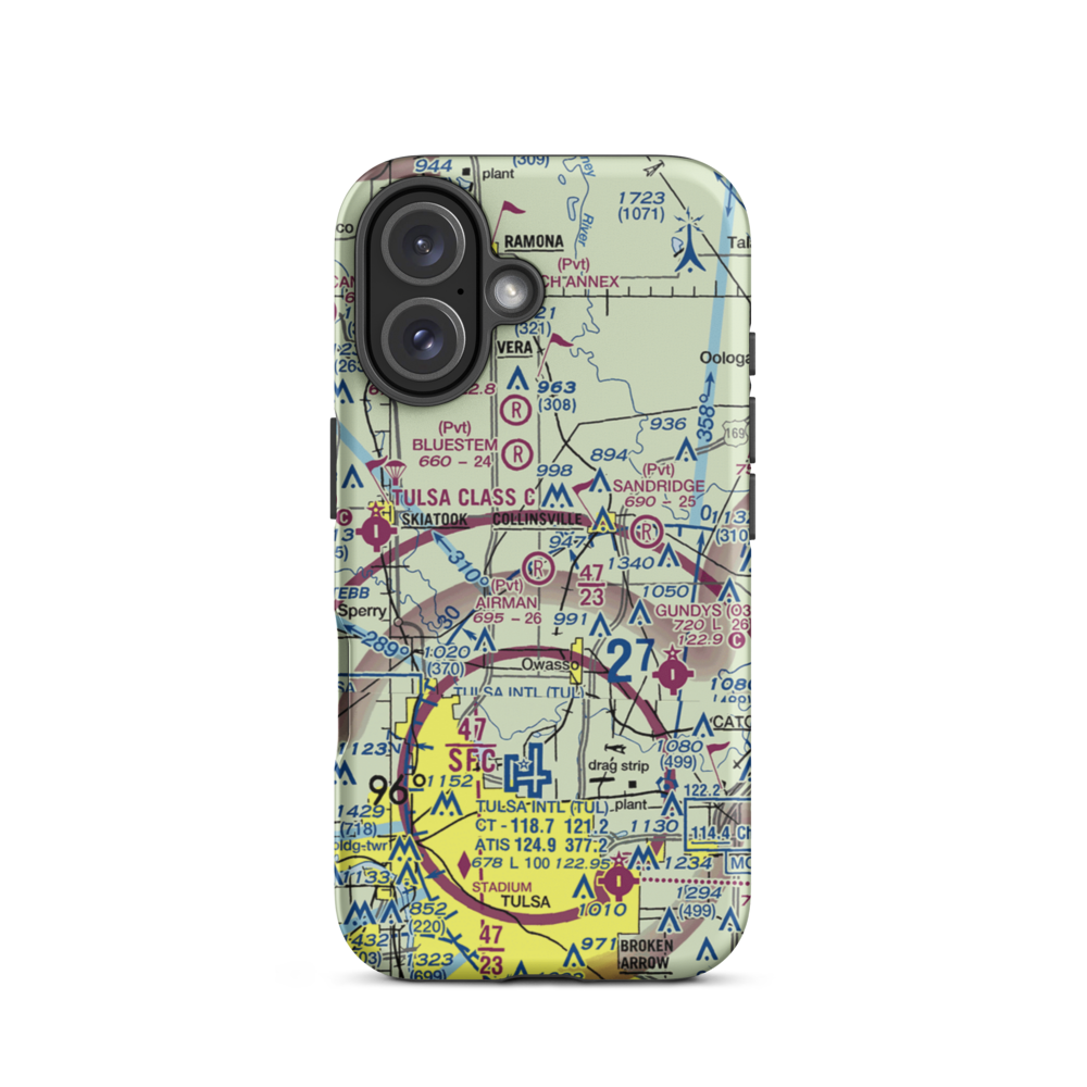 Airman Acres Airport (OK93) VFR Sectional  Tough iPhone Case iPhone 16 model shown