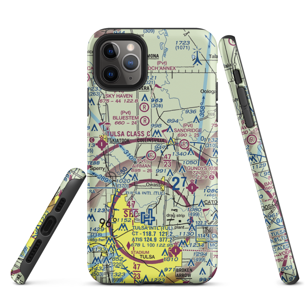 Airman Acres Airport (OK93) VFR Sectional  Tough iPhone Case iPhone 11 Pro Max model shown