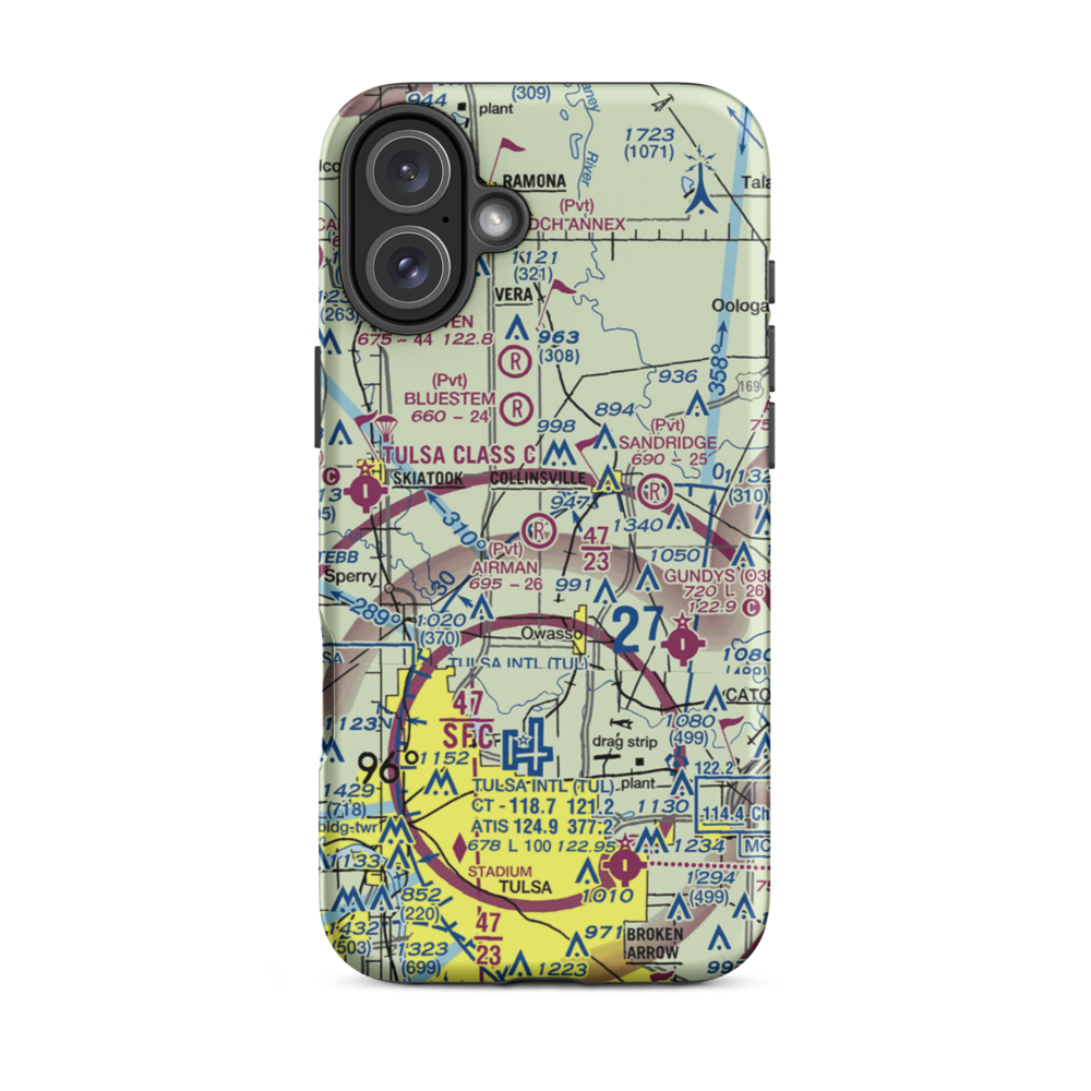 Airman Acres Airport (OK93) VFR Sectional  Tough iPhone Case iPhone 16 Plus model shown