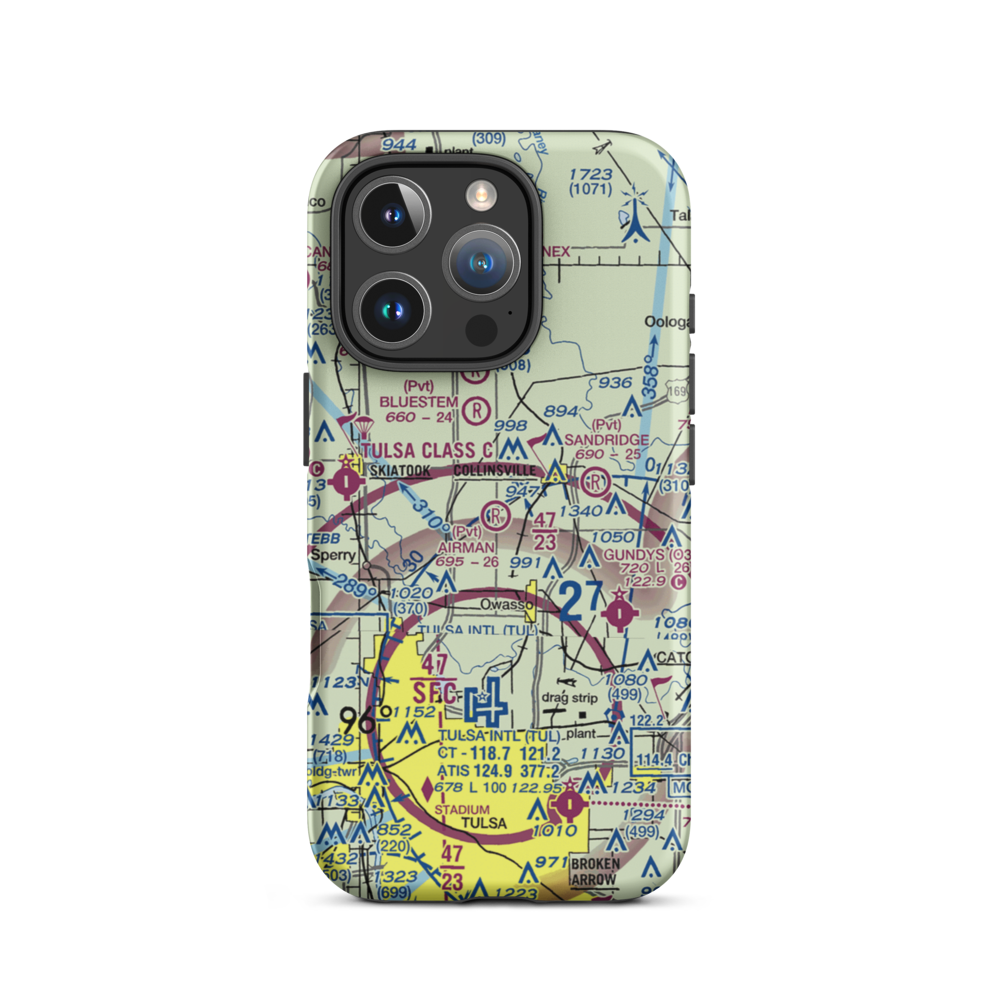 Airman Acres Airport (OK93) VFR Sectional  Tough iPhone Case iPhone 16 Pro model shown