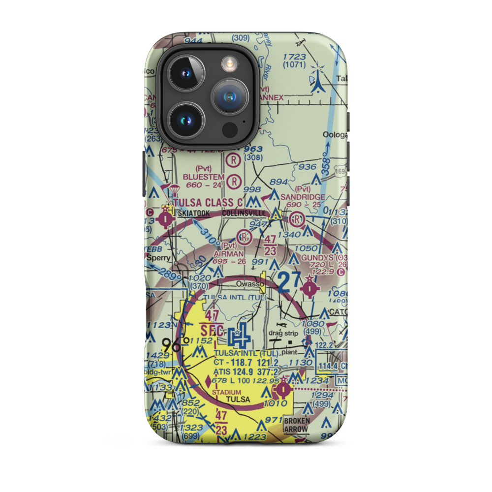 Airman Acres Airport (OK93) VFR Sectional  Tough iPhone Case iPhone 16 Pro Max model shown