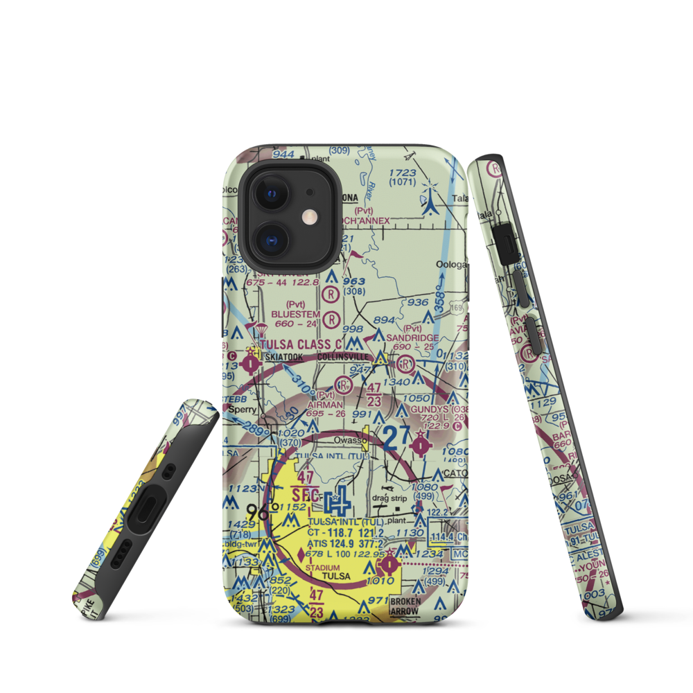 Airman Acres Airport (OK93) VFR Sectional  Tough iPhone Case iPhone 12 mini model shown