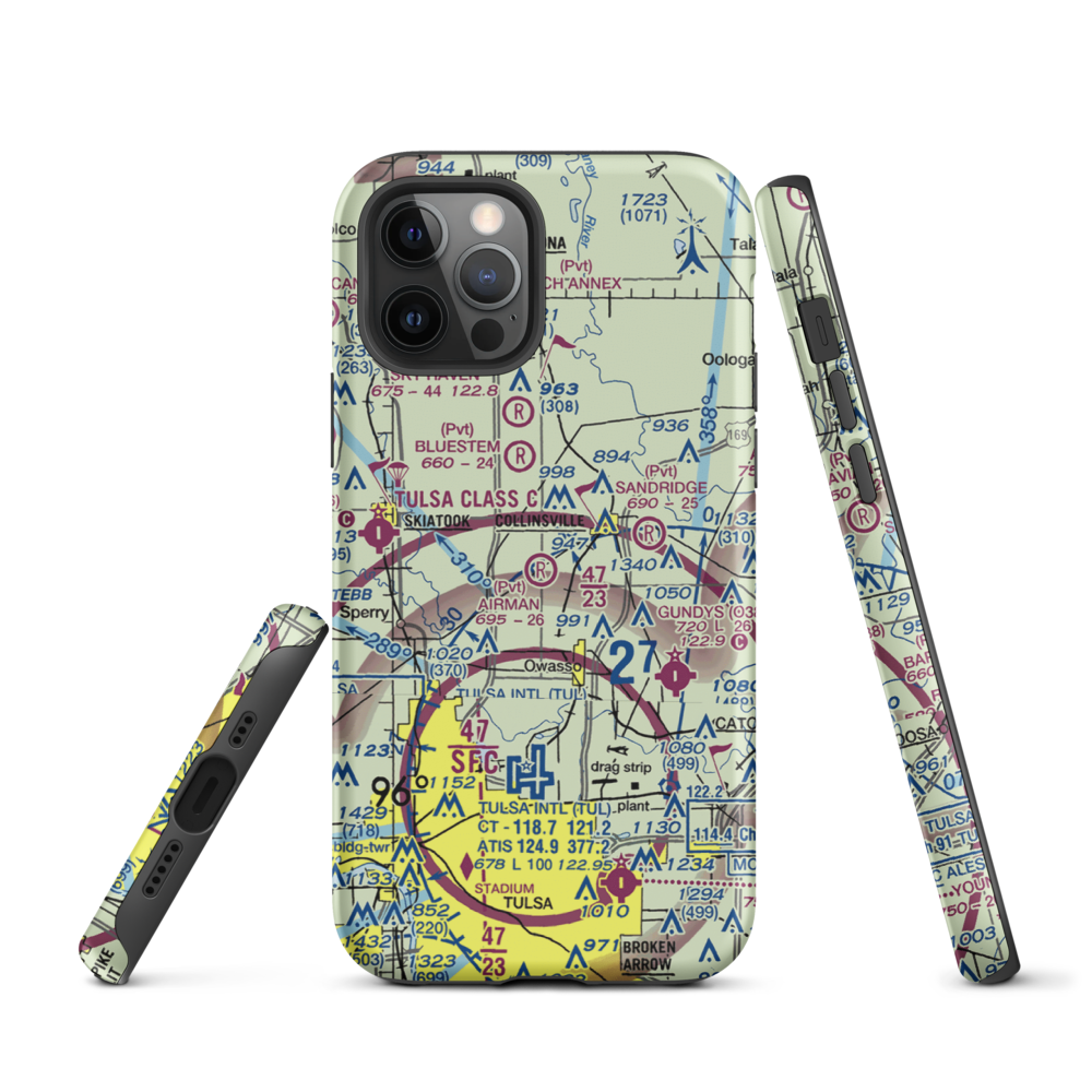 Airman Acres Airport (OK93) VFR Sectional  Tough iPhone Case iPhone 12 Pro model shown