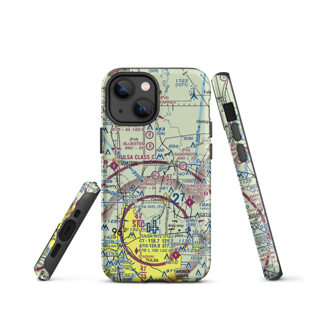 Airman Acres Airport (OK93) VFR Sectional  Tough iPhone Case iPhone 13 mini model shown