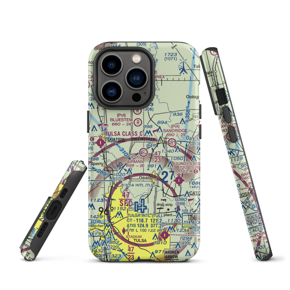 Airman Acres Airport (OK93) VFR Sectional  Tough iPhone Case iPhone 13 Pro model shown