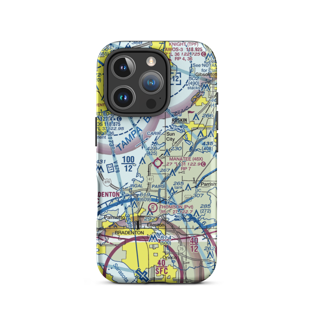 Airport Manatee Airport (48X) VFR Sectional  Tough iPhone Case iPhone 16 Pro model shown