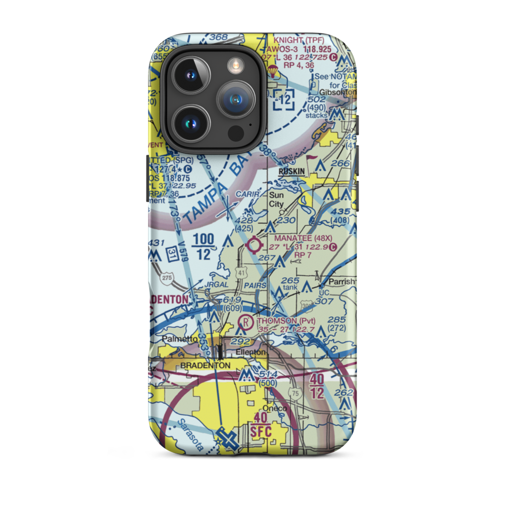 Airport Manatee Airport (48X) VFR Sectional  Tough iPhone Case iPhone 16 Pro Max model shown