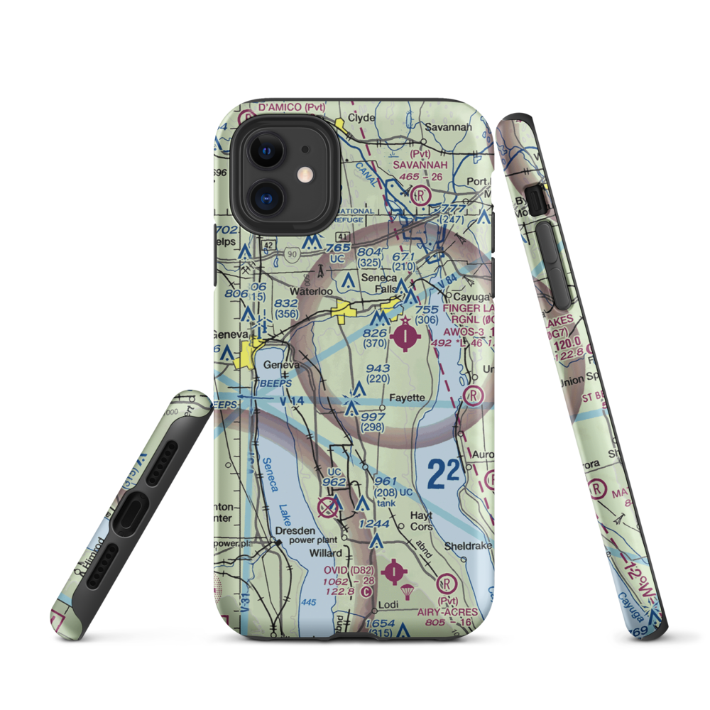 Airtrek Airport (D93) VFR Sectional  Tough iPhone Case iPhone 11 model shown