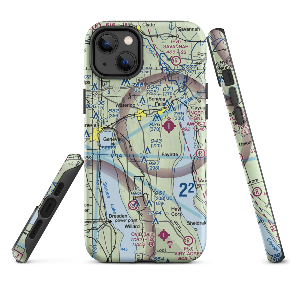 Airtrek Airport (D93) VFR Sectional  Tough iPhone Case iPhone 14 Plus model shown
