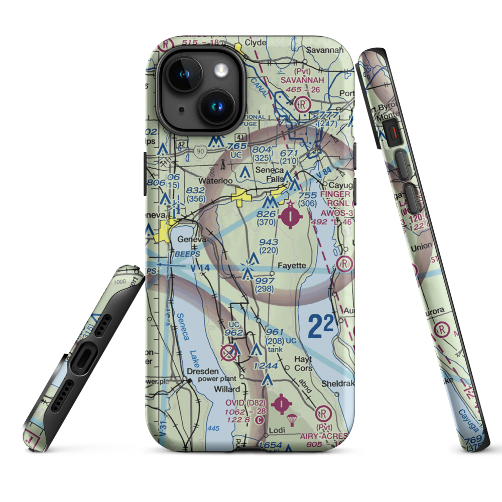 Airtrek Airport (D93) VFR Sectional  Tough iPhone Case iPhone 15 Plus model shown