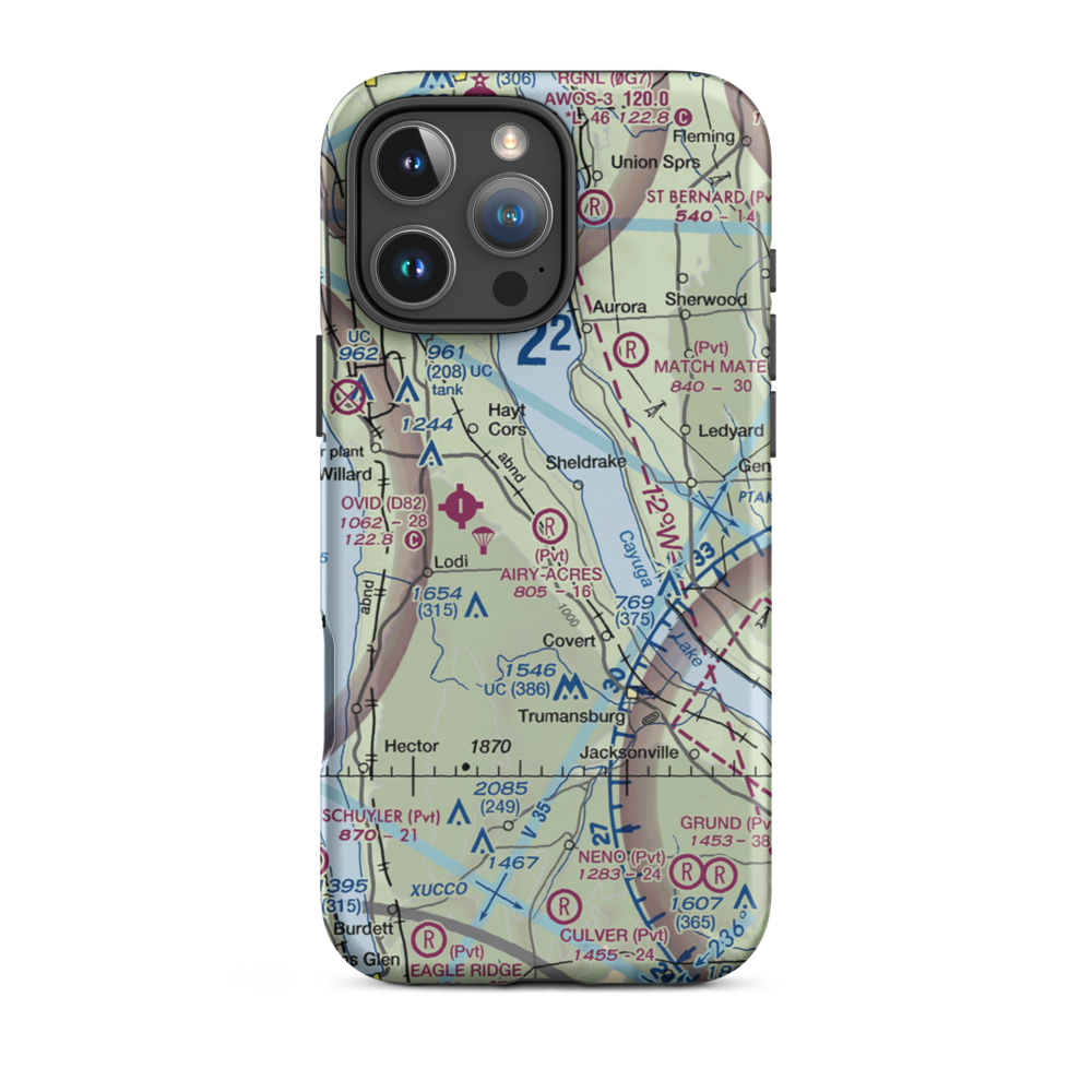 Airy-Acres Airport (6NY3) VFR Sectional  Tough iPhone Case iPhone 16 Pro Max model shown