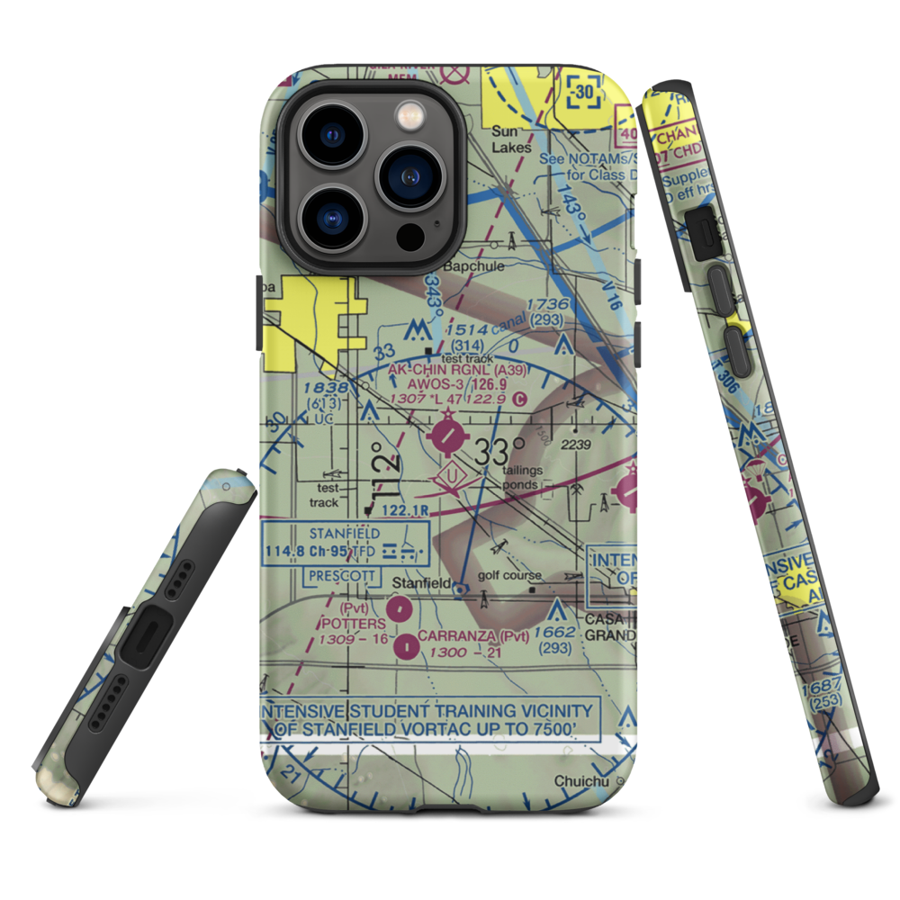 Ak-Chin Regional Airport (A39) VFR Sectional  Tough iPhone Case iPhone 13 Pro Max model shown