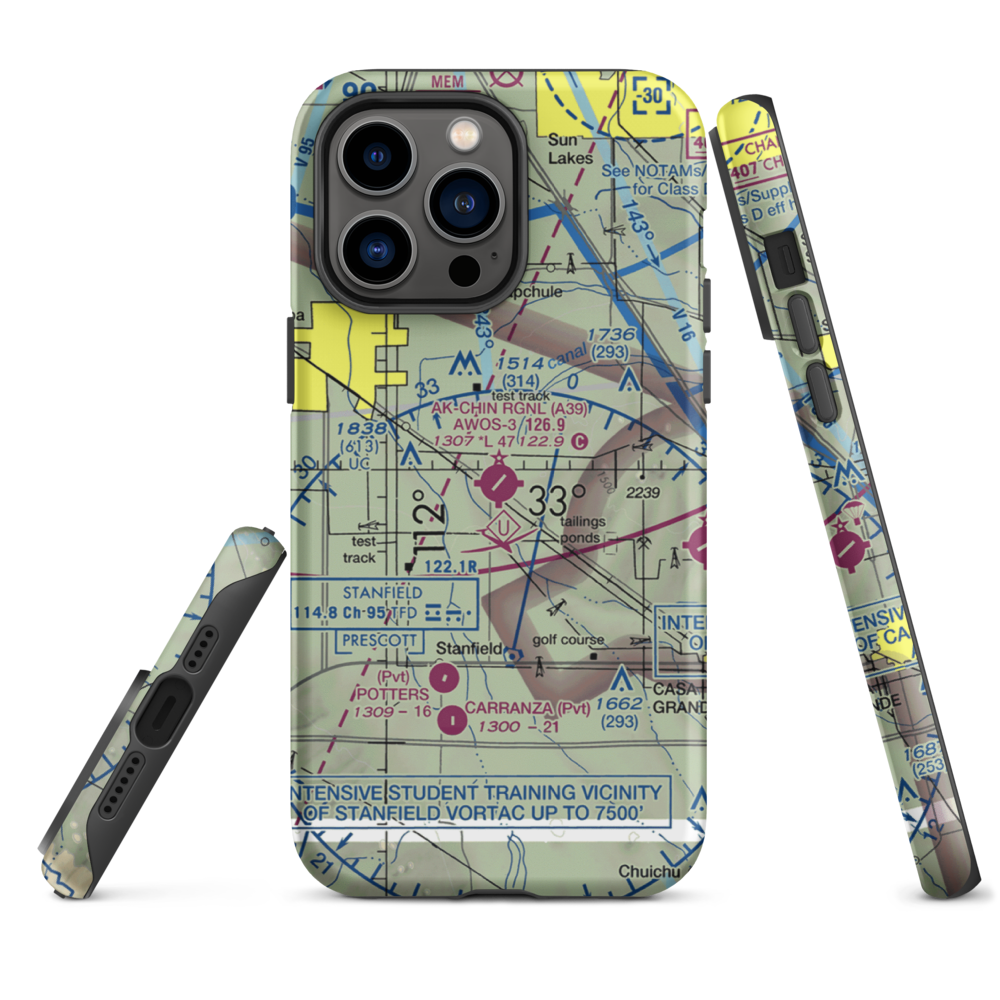 Ak-Chin Regional Airport (A39) VFR Sectional  Tough iPhone Case iPhone 14 Pro Max model shown