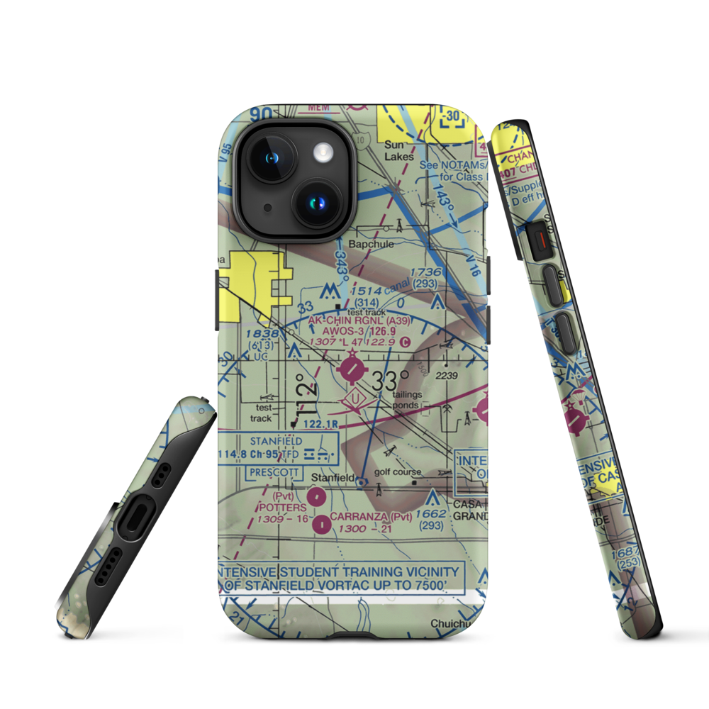Ak-Chin Regional Airport (A39) VFR Sectional  Tough iPhone Case iPhone 15 model shown