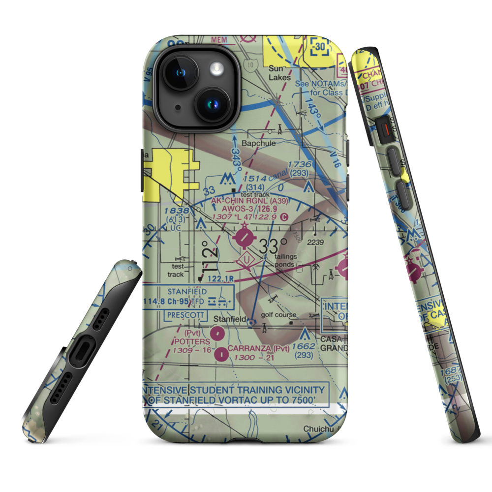Ak-Chin Regional Airport (A39) VFR Sectional  Tough iPhone Case iPhone 15 Plus model shown