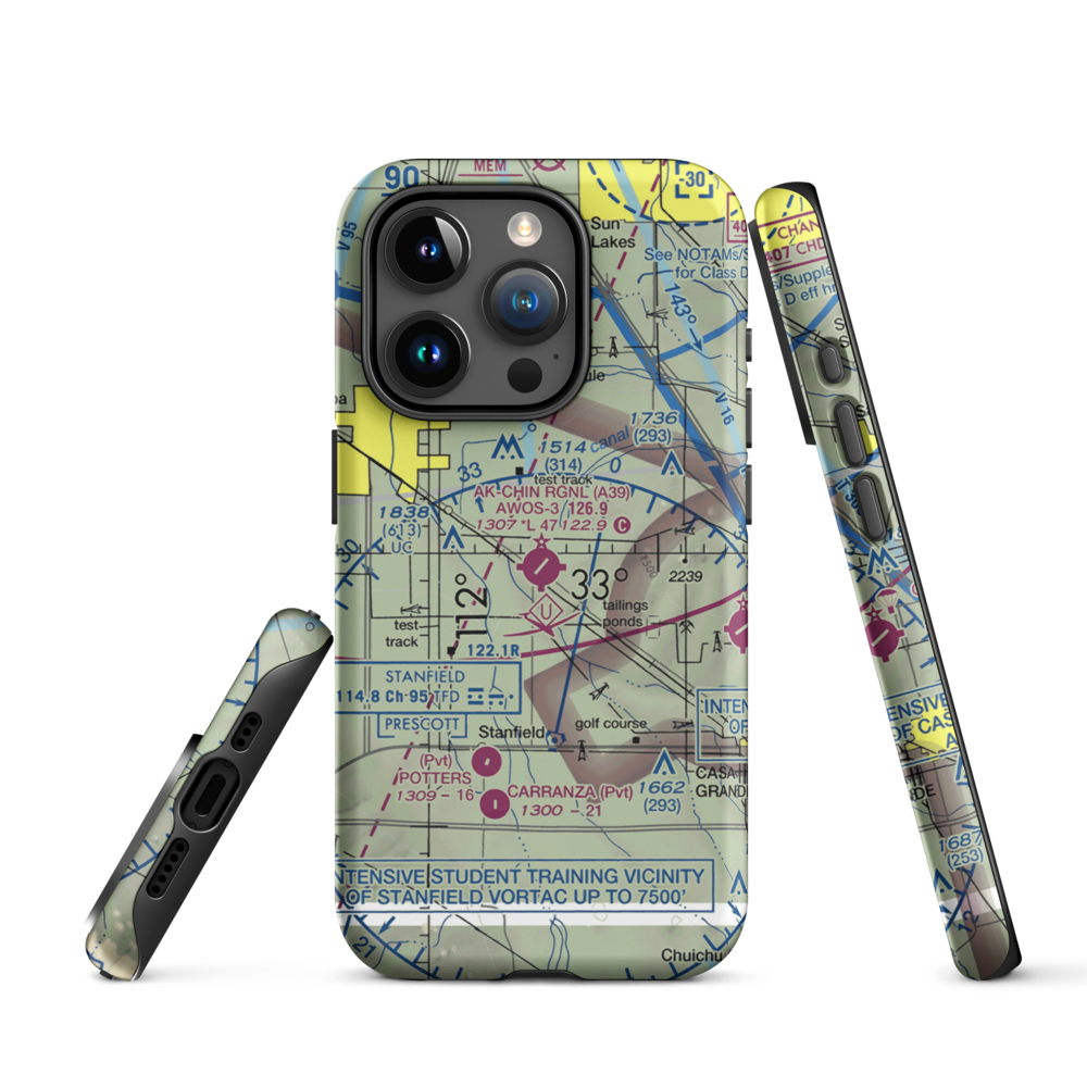 Ak-Chin Regional Airport (A39) VFR Sectional  Tough iPhone Case iPhone 15 Pro model shown