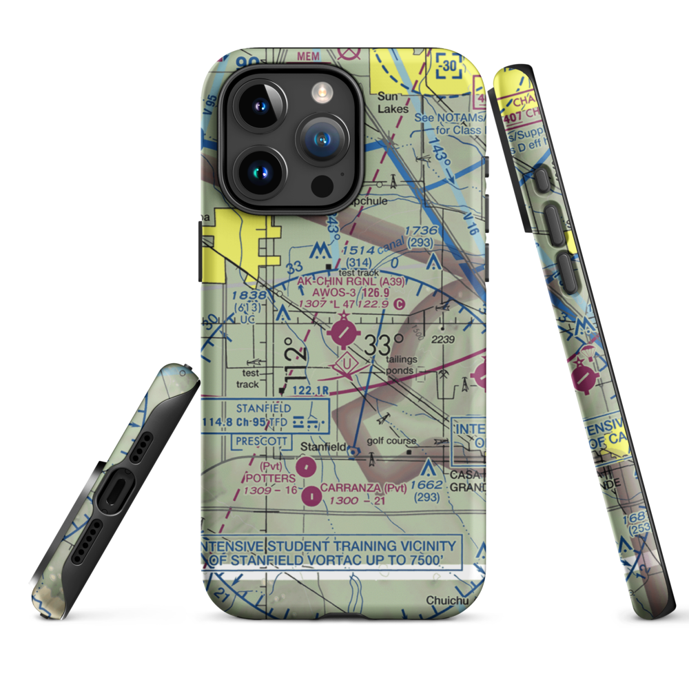 Ak-Chin Regional Airport (A39) VFR Sectional  Tough iPhone Case iPhone 15 Pro Max model shown