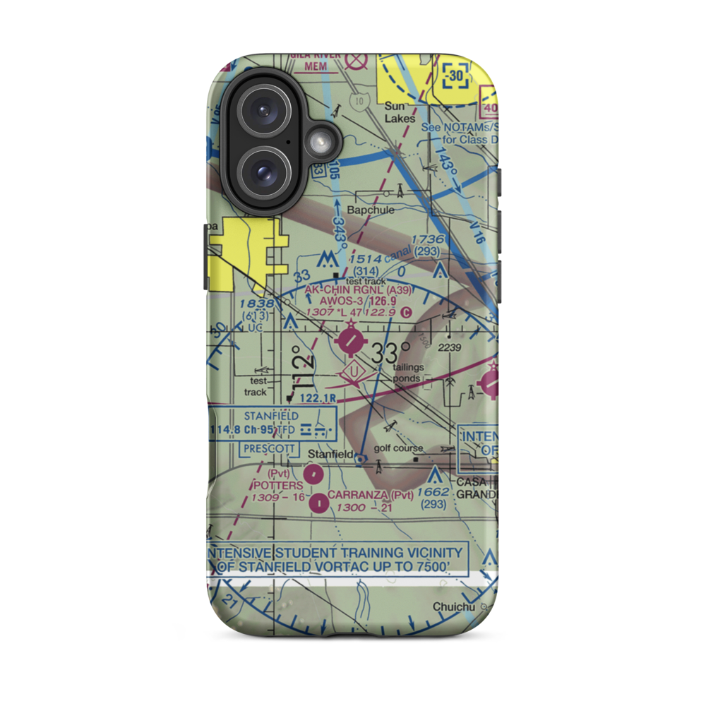 Ak-Chin Regional Airport (A39) VFR Sectional  Tough iPhone Case iPhone 16 Plus model shown
