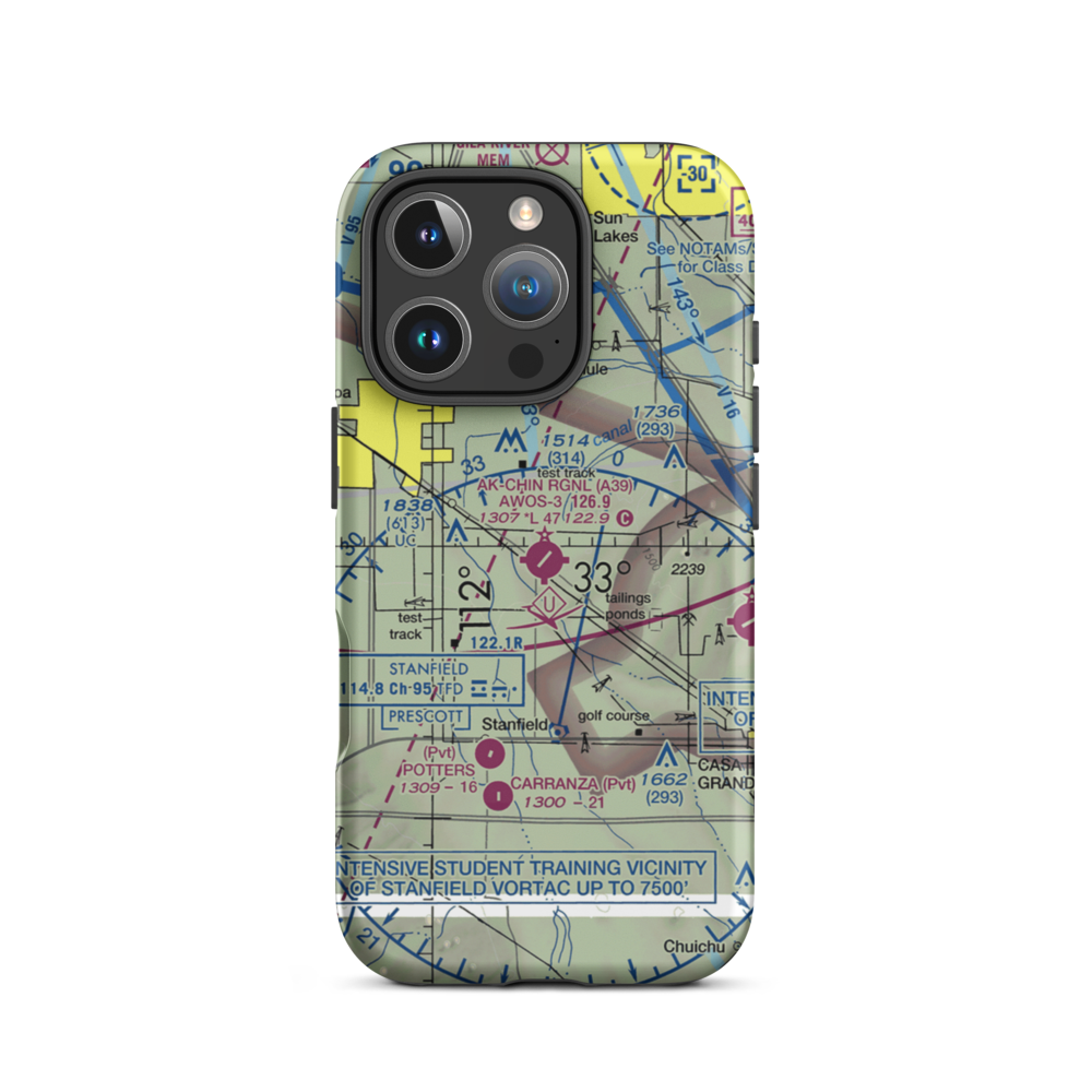 Ak-Chin Regional Airport (A39) VFR Sectional  Tough iPhone Case iPhone 16 Pro model shown