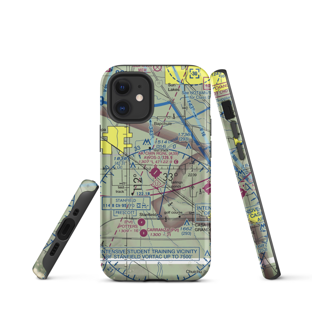 Ak-Chin Regional Airport (A39) VFR Sectional  Tough iPhone Case iPhone 12 mini model shown