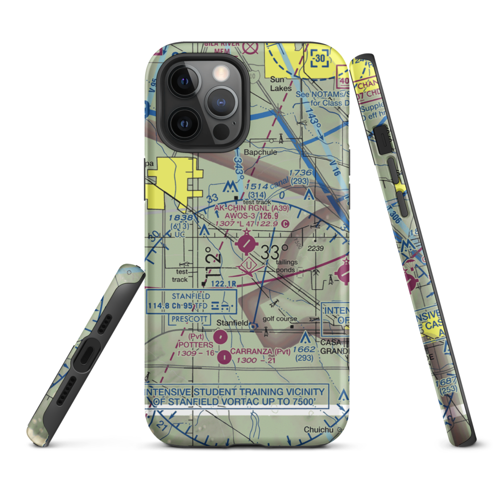 Ak-Chin Regional Airport (A39) VFR Sectional  Tough iPhone Case iPhone 12 Pro Max model shown