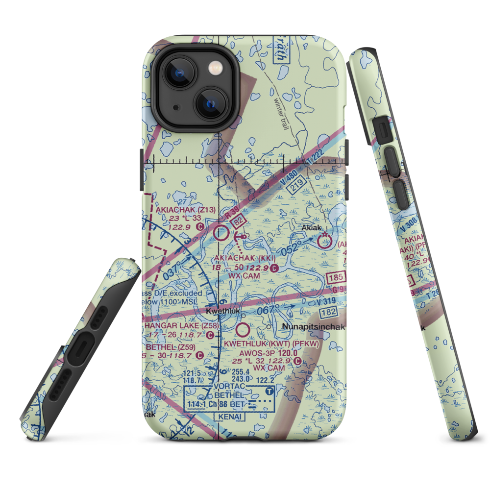 Akiachak Seaplane Base (KKI) VFR Sectional  Tough iPhone Case iPhone 14 Plus model shown