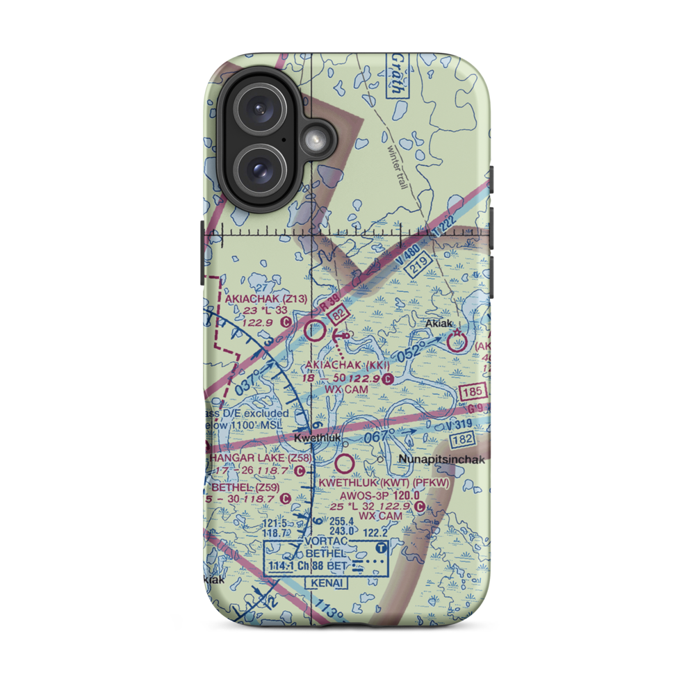 Akiachak Seaplane Base (KKI) VFR Sectional  Tough iPhone Case iPhone 16 Plus model shown