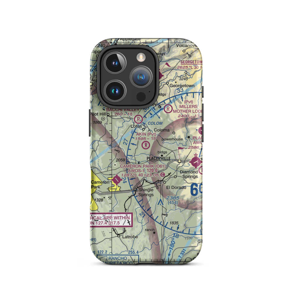 Akin Airport (54CN) VFR Sectional  Tough iPhone Case iPhone 16 Pro model shown