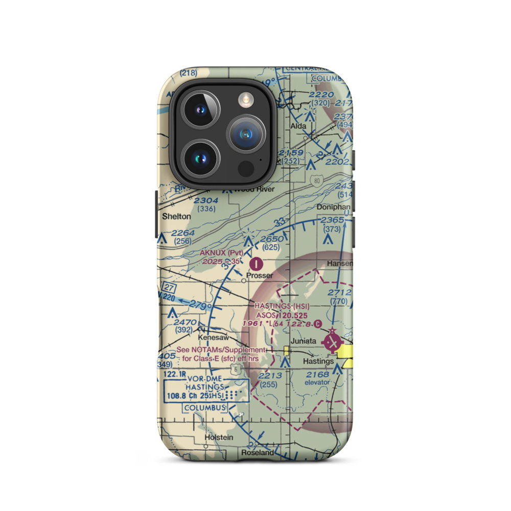 Aknux Airport (NE38) VFR Sectional  Tough iPhone Case iPhone 16 Pro model shown