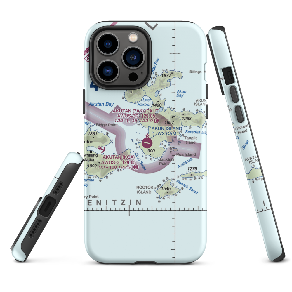 Akun Airport (7AK) VFR Sectional  Tough iPhone Case iPhone 13 Pro Max model shown