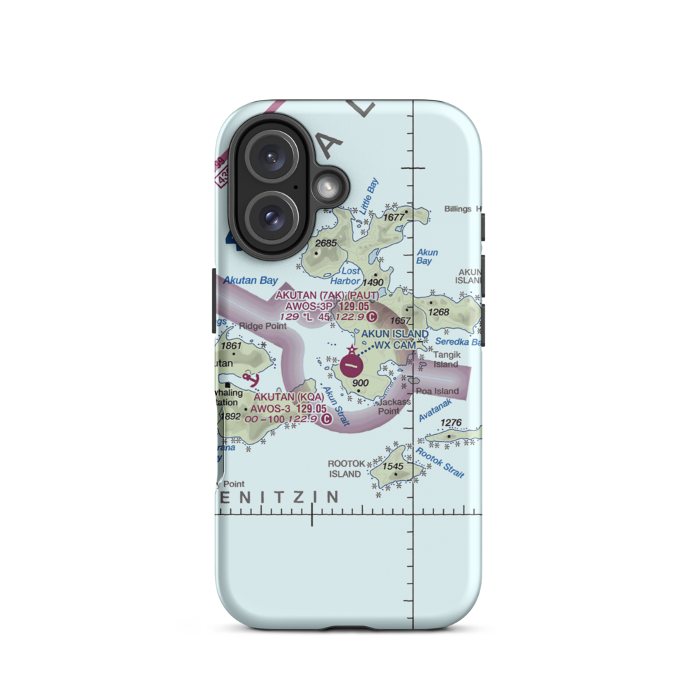 Akun Airport (7AK) VFR Sectional  Tough iPhone Case iPhone 16 model shown