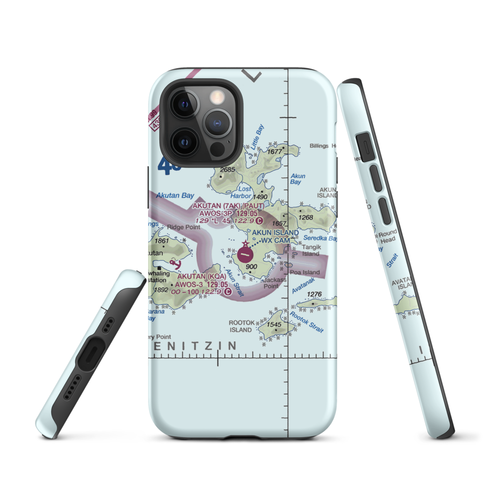 Akun Airport (7AK) VFR Sectional  Tough iPhone Case iPhone 12 Pro model shown