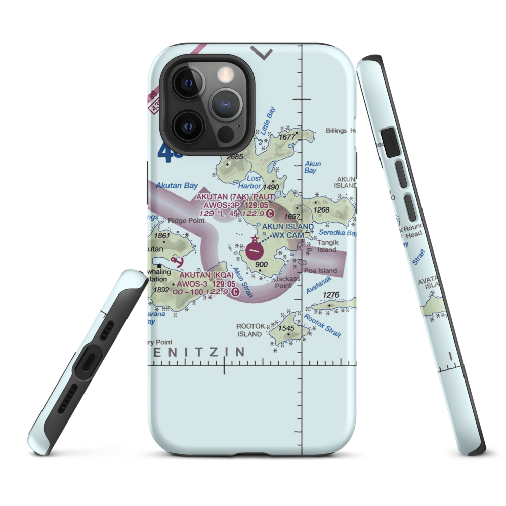 Akun Airport (7AK) VFR Sectional  Tough iPhone Case iPhone 12 Pro Max model shown