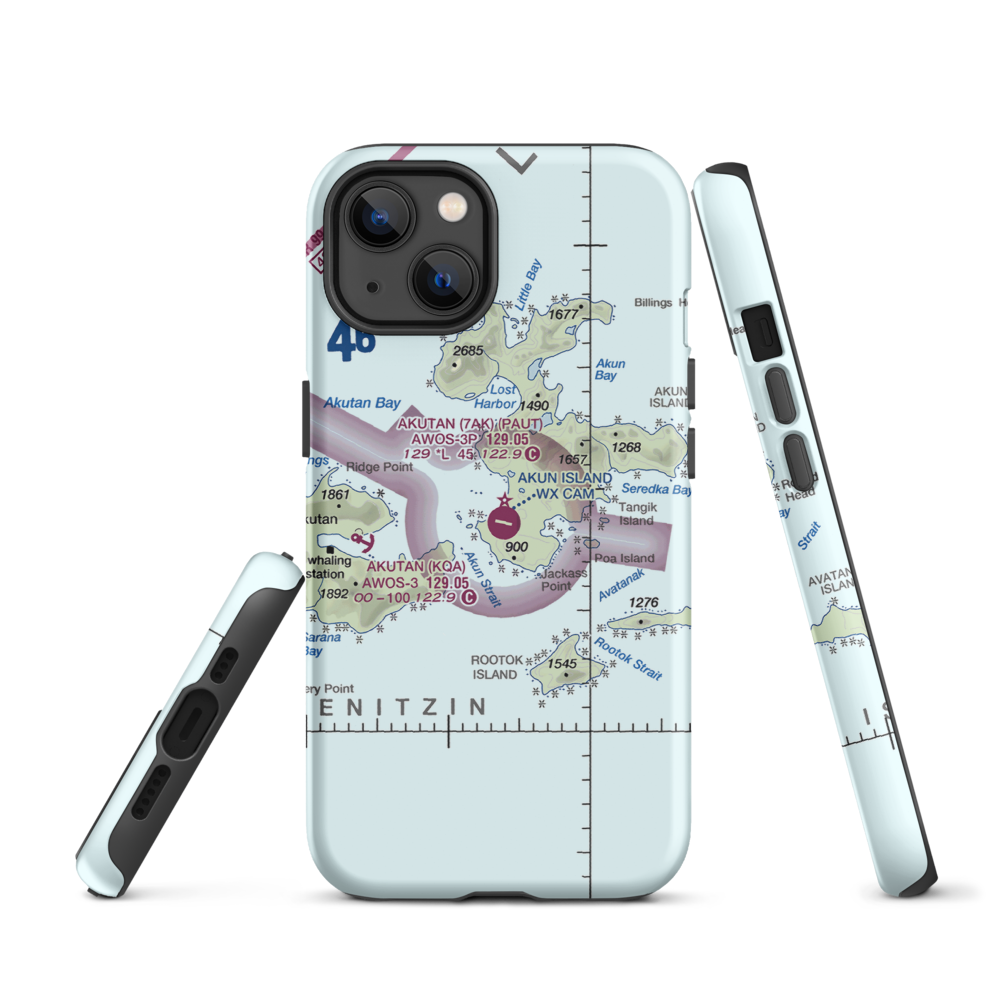Akun Airport (7AK) VFR Sectional  Tough iPhone Case iPhone 13 model shown