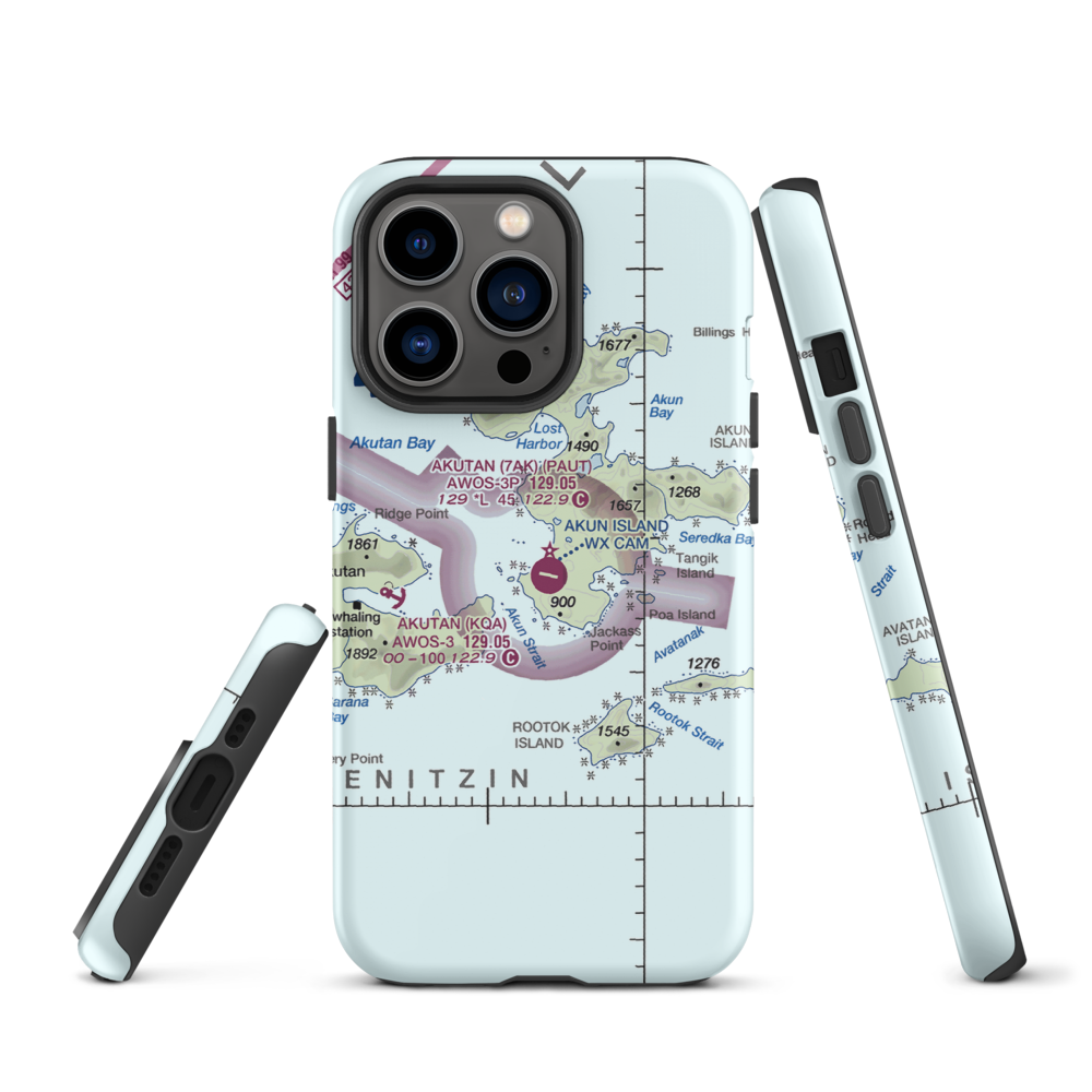 Akun Airport (7AK) VFR Sectional  Tough iPhone Case iPhone 13 Pro model shown