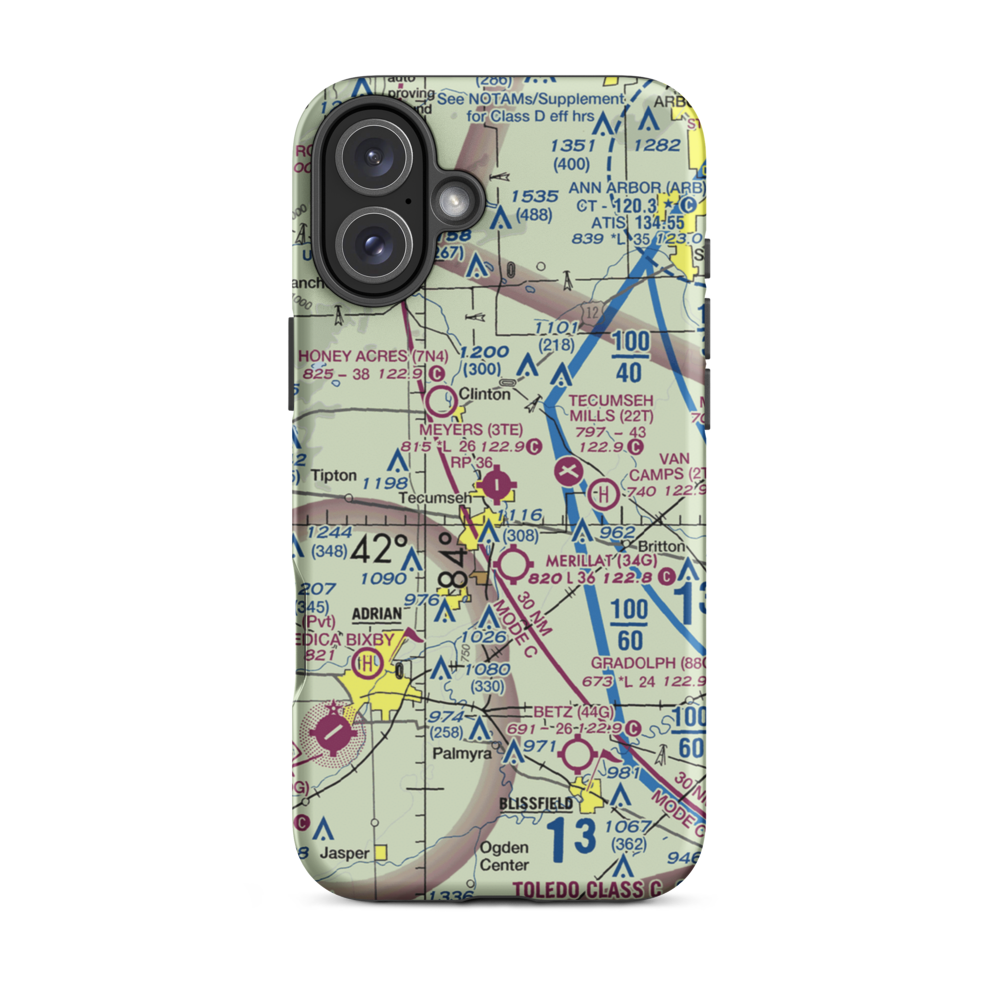 Al Meyers Airport (3TE) VFR Sectional  Tough iPhone Case iPhone 16 Plus model shown
