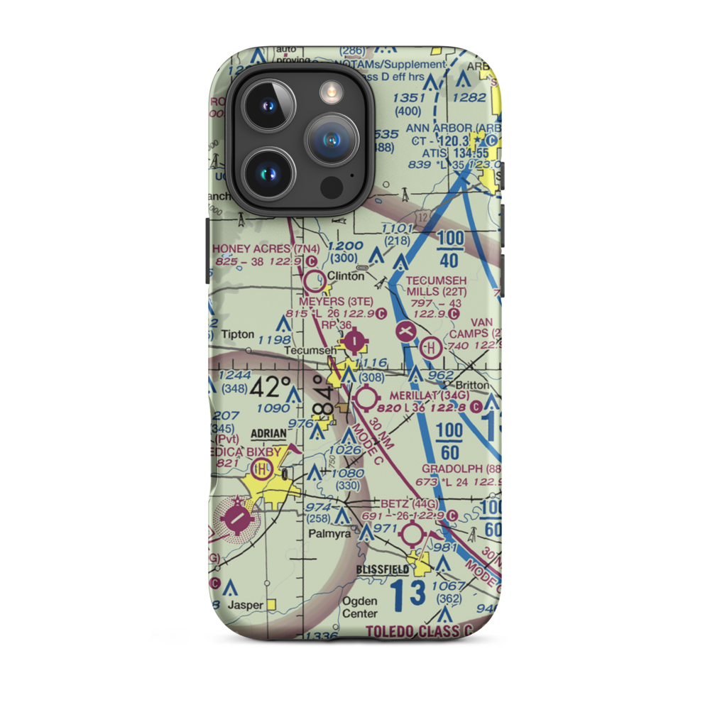 Al Meyers Airport (3TE) VFR Sectional  Tough iPhone Case iPhone 16 Pro Max model shown