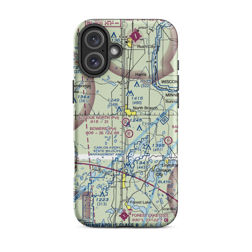 Al's Due North Airport (MY90) VFR Sectional  Tough iPhone Case iPhone 16 Plus model shown
