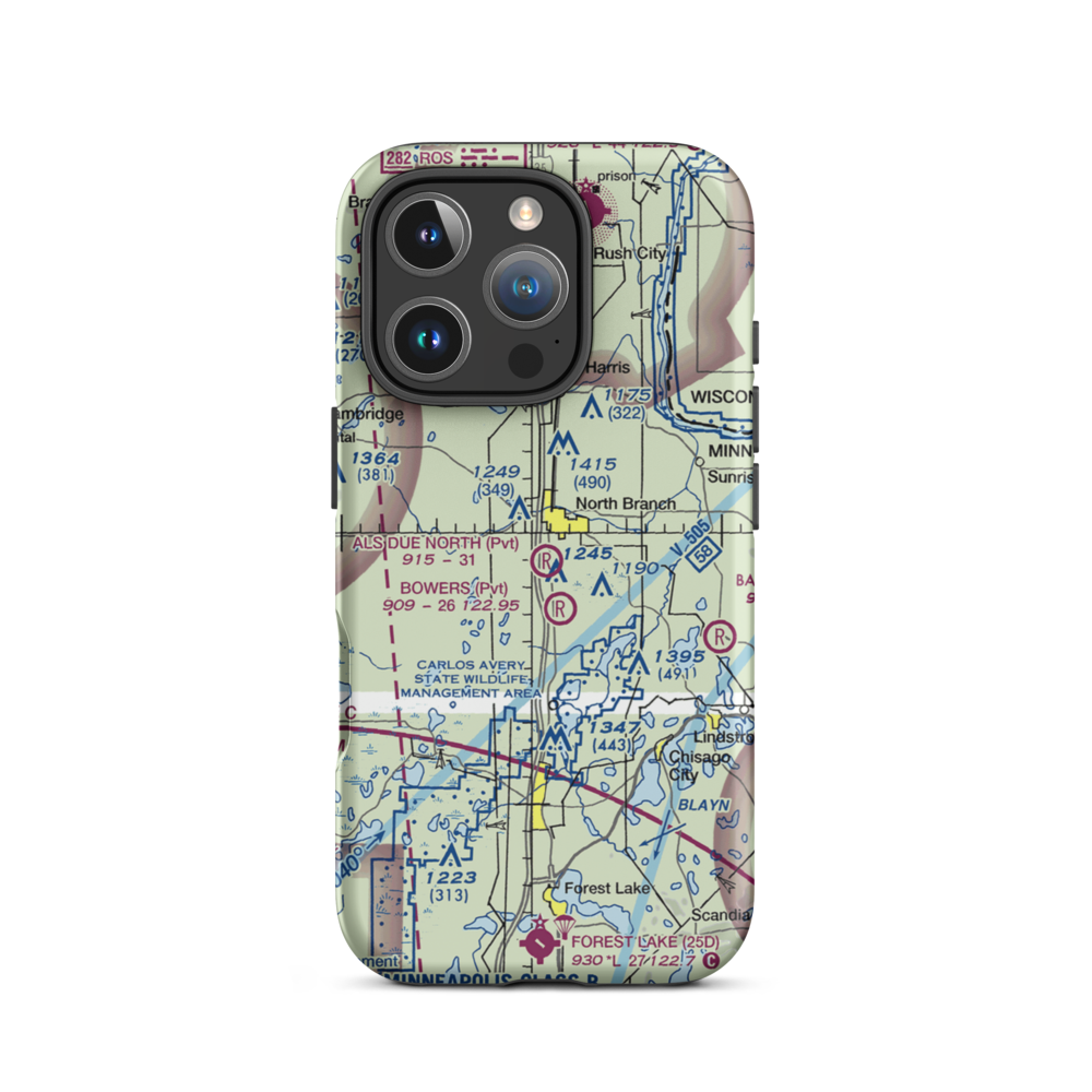 Al's Due North Airport (MY90) VFR Sectional  Tough iPhone Case iPhone 16 Pro model shown