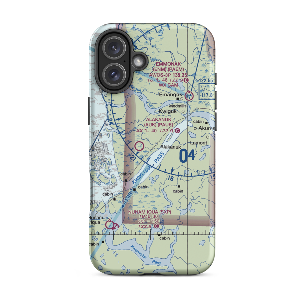 Alakanuk Airport (AUK) VFR Sectional  Tough iPhone Case iPhone 16 Plus model shown