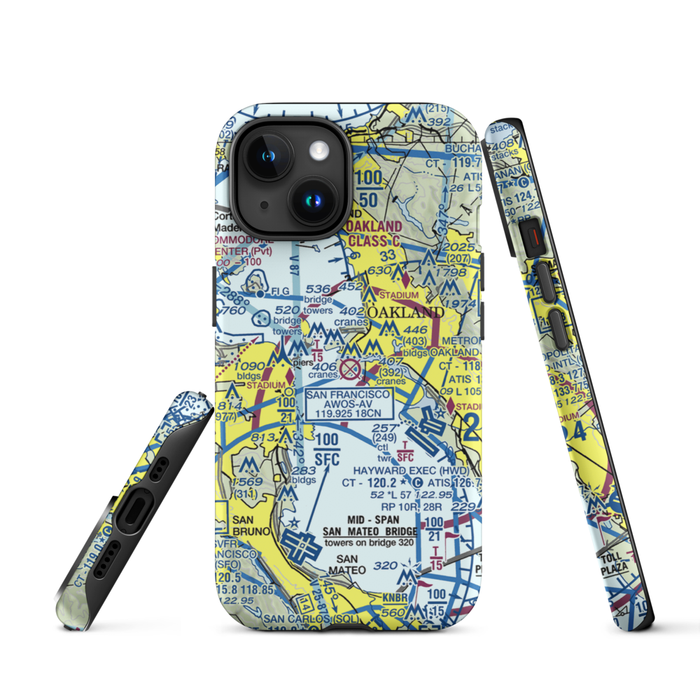 Alameda Naval Air Station (NGZ) VFR Sectional  Tough iPhone Case iPhone 15 model shown