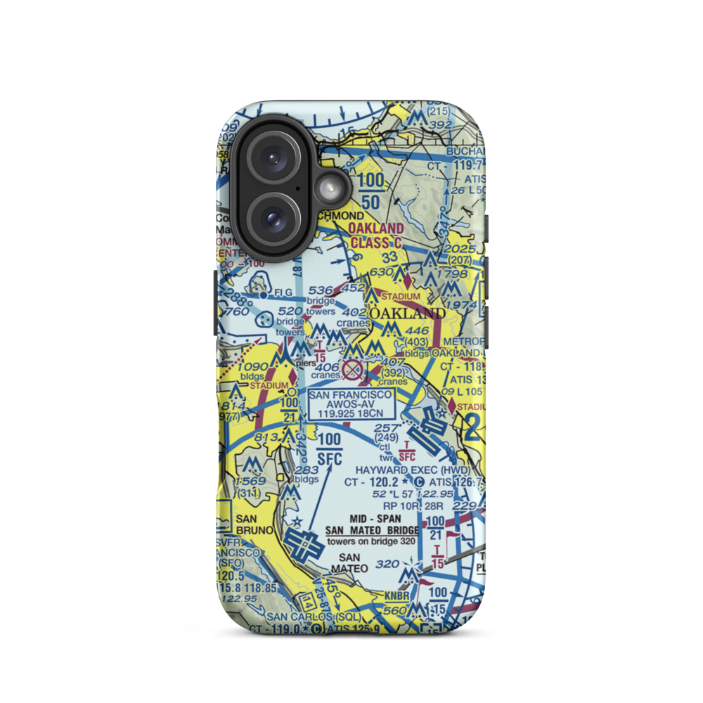 Alameda Naval Air Station (NGZ) VFR Sectional  Tough iPhone Case iPhone 16 model shown
