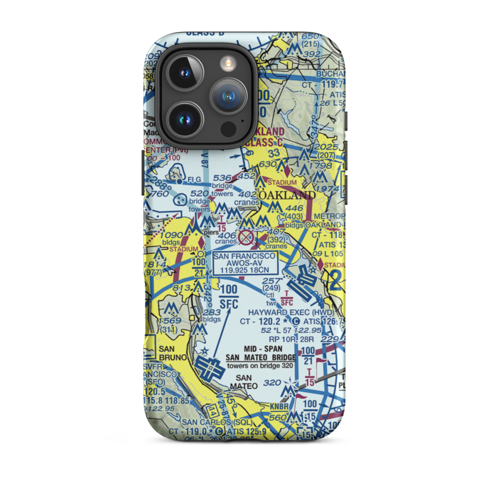 Alameda Naval Air Station (NGZ) VFR Sectional  Tough iPhone Case iPhone 16 Pro Max model shown
