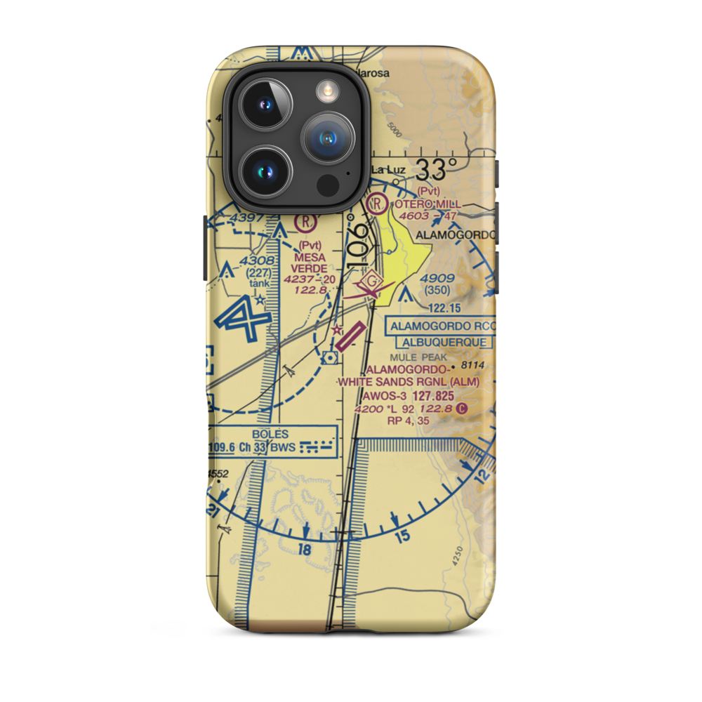 Alamogordo White Sands Regional Airport (ALM) VFR Sectional  Tough iPhone Case iPhone 16 Pro Max model shown